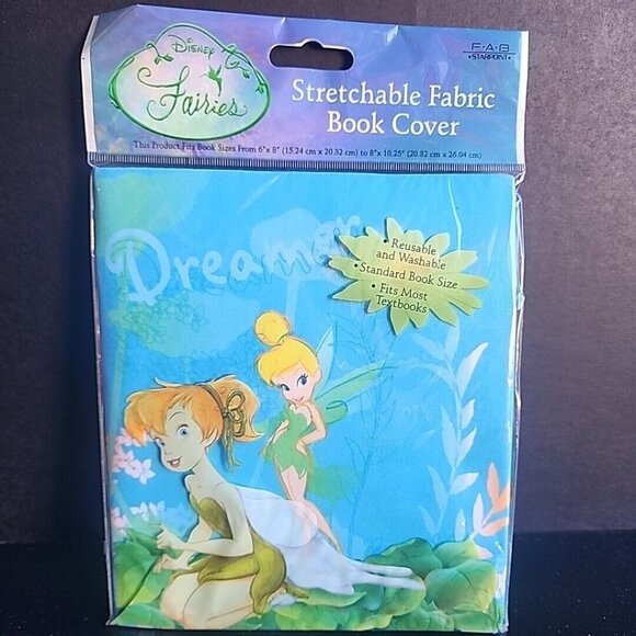 Tinkerbell Stretchable Fabric Book Cover Text Book NOS - Picture 1 of 5